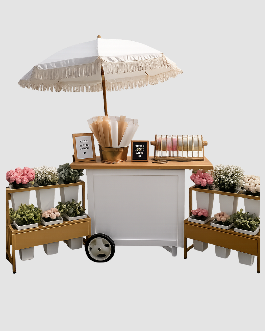 Flower Cart with Umbrella