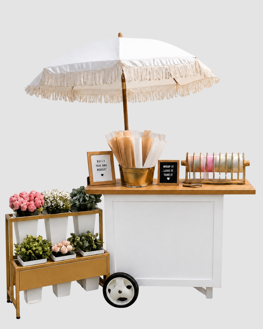 Flower Cart with Umbrella